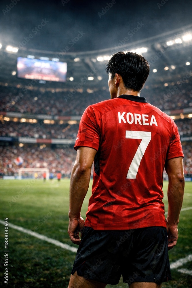 Fototapeta premium South Korean Male Soccer Player Before Match Kickoff