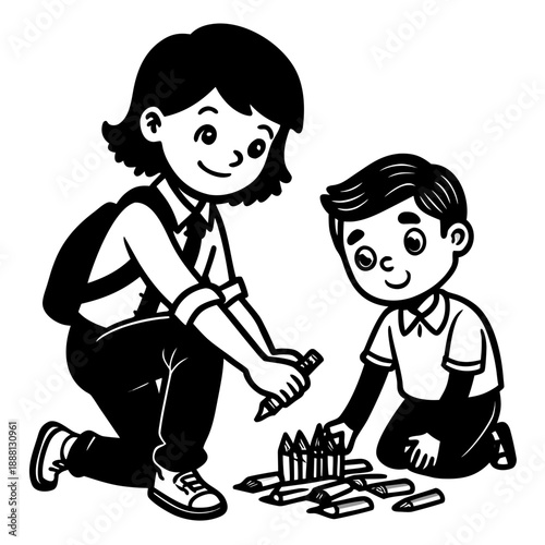 Children playing with blocks