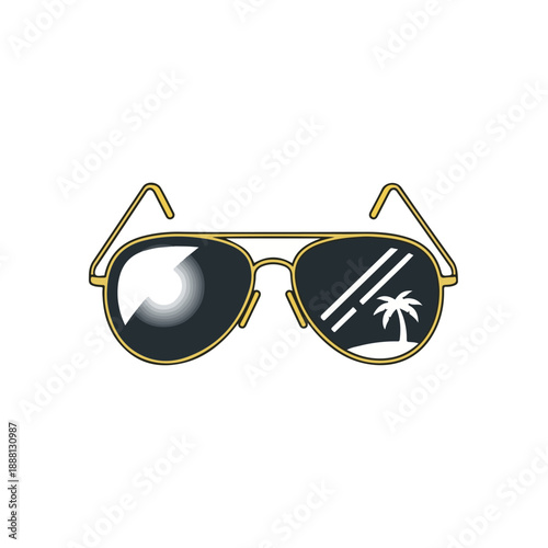 Sunglasses with Beach Scene Reflections