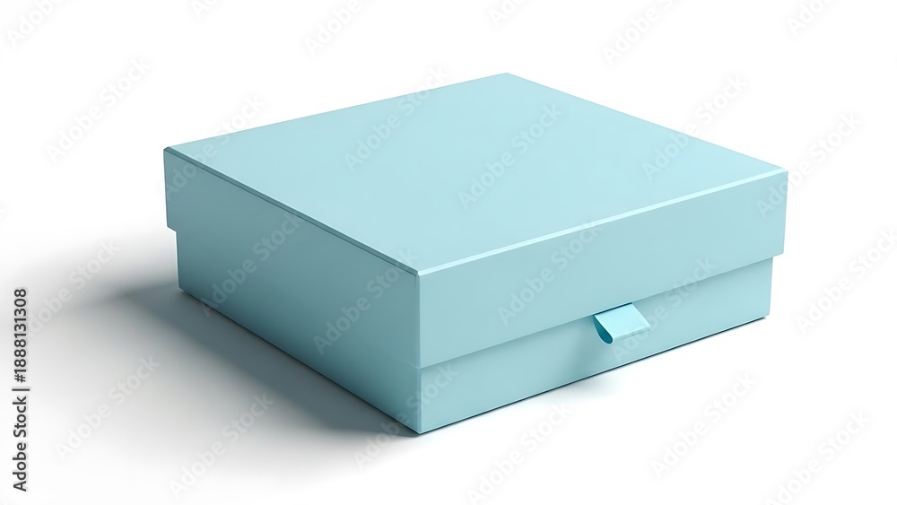 Fototapeta premium Light blue closed gift box with small latch light blue box closed box rectangular box