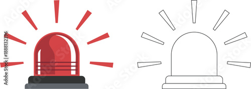 Emergency Siren Alarm Light Icon in Solid Color and Outline Style Vector Illustration for Warning Alert and Security Concept