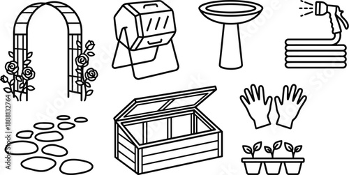 Garden planning layout elements for landscape design project