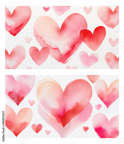 Watercolor hearts seamless style illustration for Valentine’s Day backgrounds, wrapping paper, textiles and stationery.