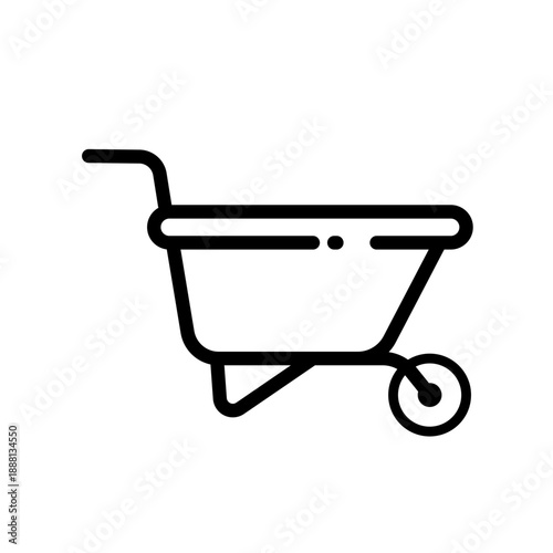 Wheelbarrow line vector icon