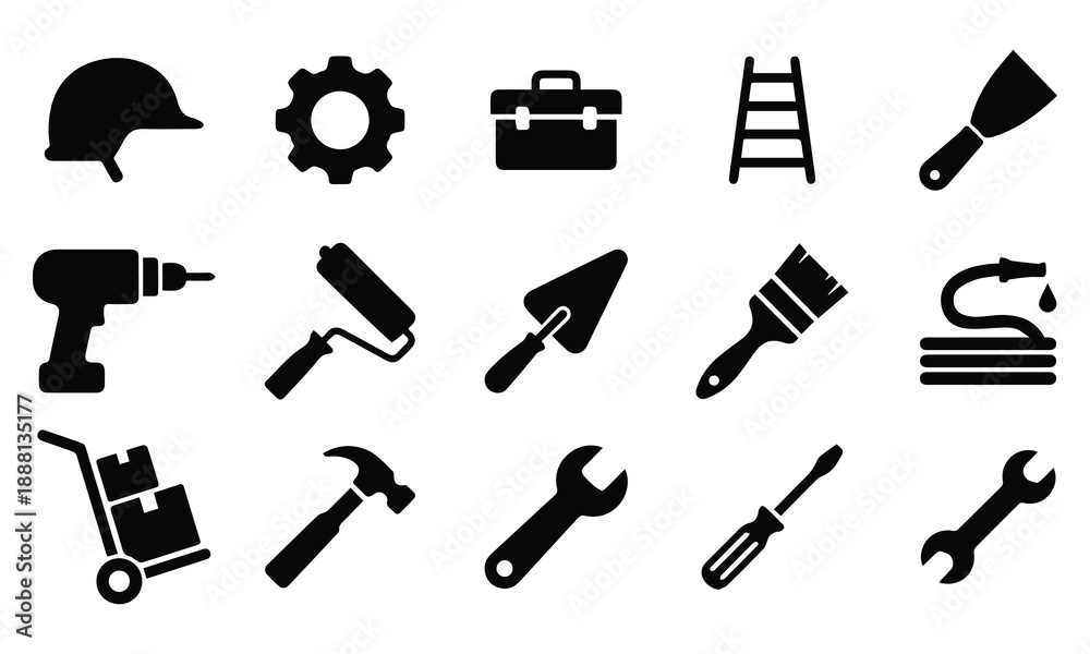 Fototapeta premium Industrial Gear and Cogwheel Silhouette Icon for Labour Day and Manufacturing Industry