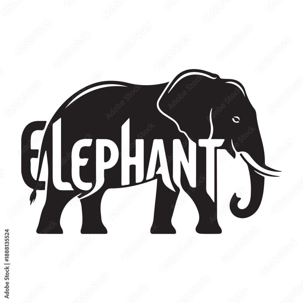 Obraz premium Creative Elephant Typography Logo Vector. Wild Animal Wordmark.