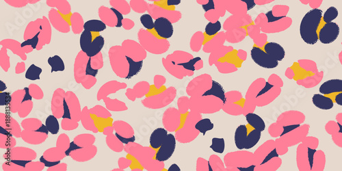 Pink seamless abstract botanical floral pattern with organic blooming shapes. Modern plant-inspired color palette for textile, fashion prints, packaging and branding design