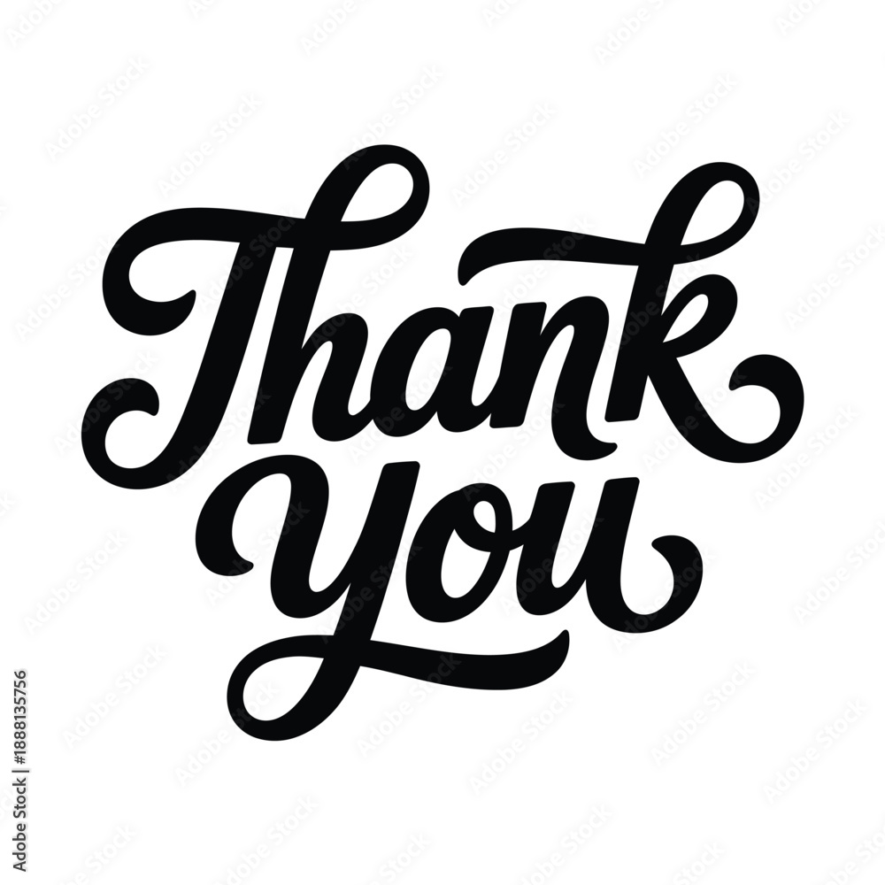 Obraz premium Elegant black calligraphy displays the words thank you in cursive