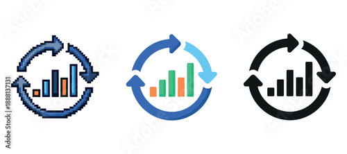 Pixelated to modern: evolution of circular arrow graph icons