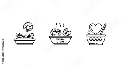 Hearty Seafood Dishes and Warm Stew: Delicious Culinary Icons with Shrimp and Mussels for Meals