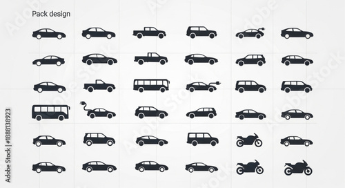 Collection of Various Vehicle Silhouettes.