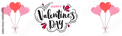 Happy Valentine's Day celebration with heart balloons