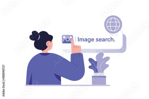 Woman using image search on a computer illustration digital technology online browser searching