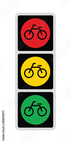 Bicycle Traffic Signal Icon - Vertical Vector Road Safety Symbol for Dedicated Bike Lane Management