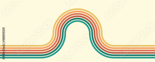 Colorful composition of parallel colored lines in the style of the 70s-80s. Abstract background for creative design