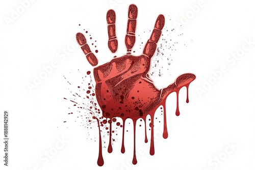 Vector scary blood human hand blot on white background realistic vector illustration