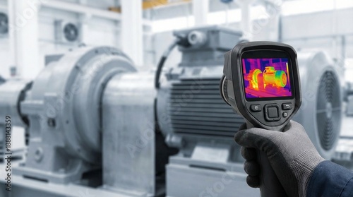 Thermal camera inspecting machinery in industrial environment  