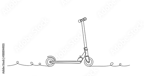 Continuous line drawing of a scooter on white background. Non editable stroke