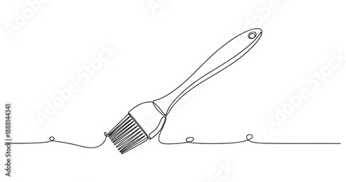 Minimalist continuous line drawing of a paintbrush on white background. Non editable stroke