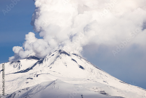 Volcanic degassing of Etna during the winter season.