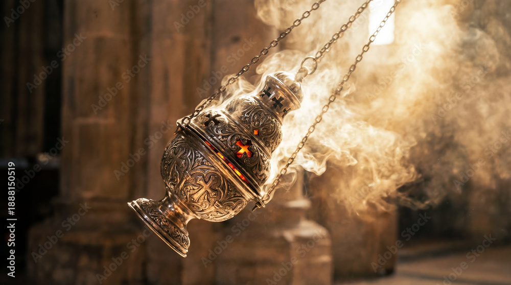 Obraz premium Censer Smoking in Church Interior