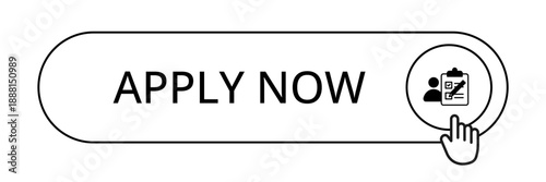 Modern CTA button, "Apply Now" text, 3D effect, web UI element for landing pages, mobile apps or banners, for HR presentations.
