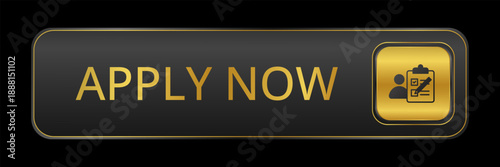 Modern CTA button, "Apply Now" text, 3D effect, web UI element for landing pages, mobile apps or banners, for HR presentations.