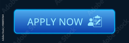 Modern CTA button, "Apply Now" text, 3D effect, web UI element for landing pages, mobile apps or banners, for HR presentations.