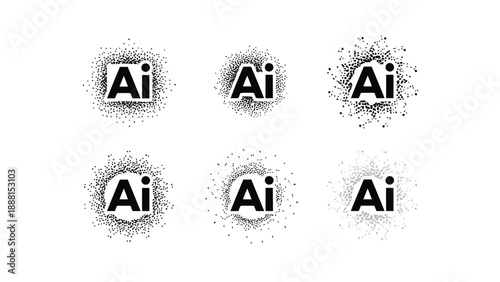 Six instances of the adobe ai logo are displayed each with a speckled distressed grainy texture effect