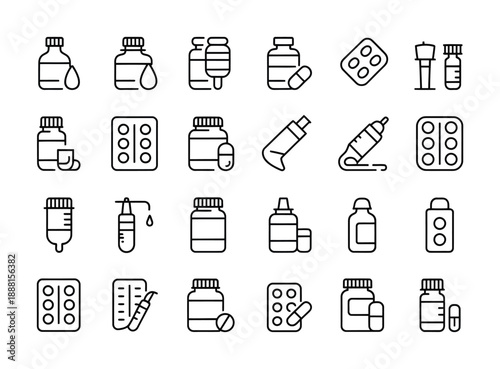 This vector set features various medical icons for healthcare and pharmaceutical use