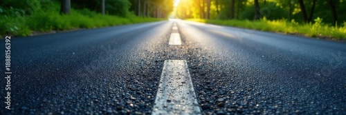 Newly paved black asphalt road, smooth surface, element, blacktop, aerial view