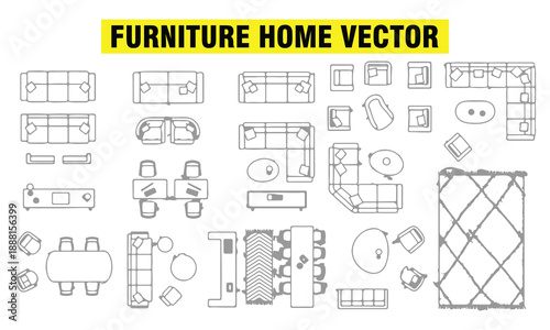 Furniture Home Vector | Modern Interior Design Outline Icons and Home Décor Elements
