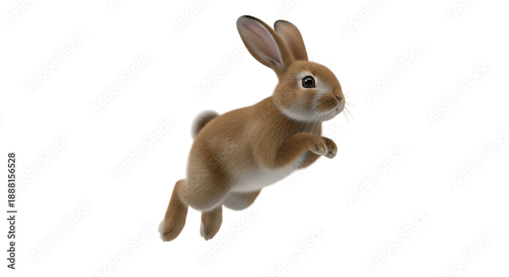 Fototapeta premium Easter day bunny isolated on transparent background cute brown rabbit