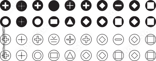 Set of black and white paper clip icons featuring a gray business design illustration for web and computer sign symbols in a circle vector button style