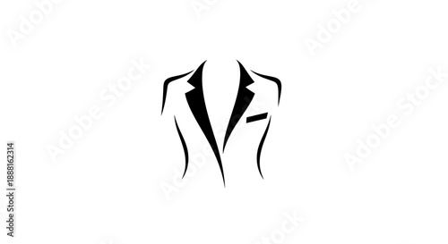 Stylized Black Suit Logo Design Element.