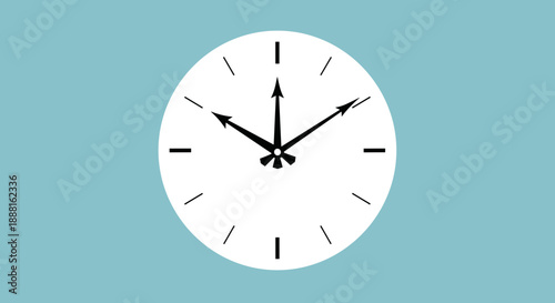 White Clock Face with Black Hands.