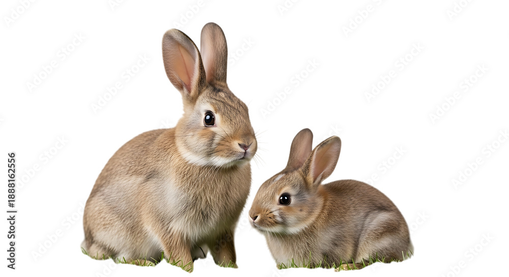 Fototapeta premium Easter day bunny friends isolated on transparent background