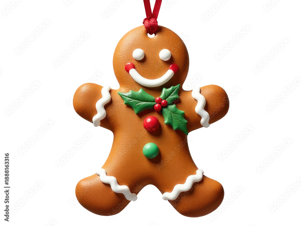 Naklejka premium A detailed view of a decorative gingerbread ornament, perfect for holiday-themed images or food-related content