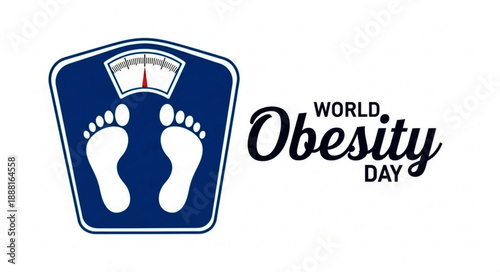 World Obesity Day Awareness Illustration Footprints on a Scale Promoting Healthy Lifestyles and Weight Management