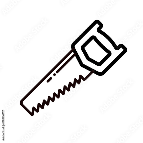 Hand saw tool line vector icon