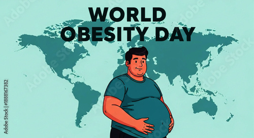 World Obesity Day Illustration Global Health Concern and Overweight Awareness
