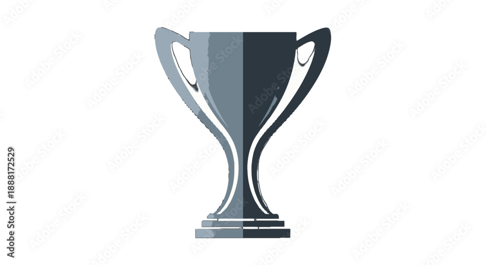 Obraz premium Silver trophy with two handles on a white background.