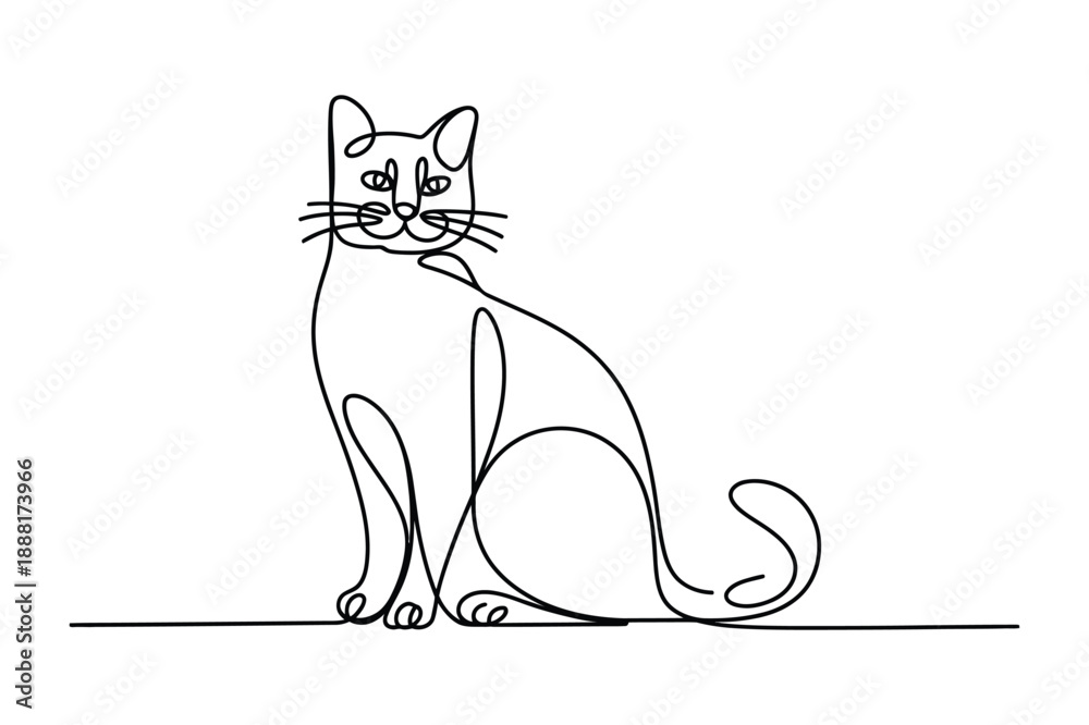 Fototapeta premium Single Line Cat Portrait