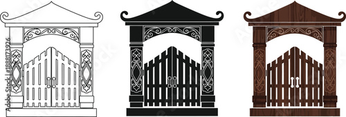 Collection of ornate gate designs traditional architectural elements in vector format perfect for decorative use or conceptual imagery