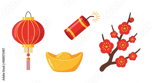 Vibrant Chinese New Year elements for festive designs