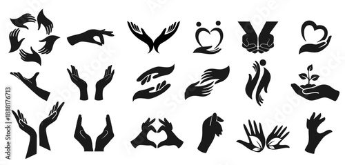 Helping Hands Charity Logo – Giving & Caring Hands Symbol, Two Hands Collection Vector Design