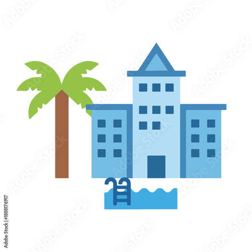 Hotel Resort by Palm Tree and Pool