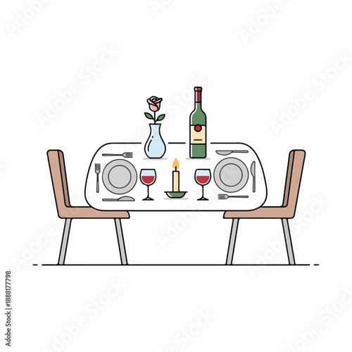 Romantic Table Setting with Wine Bottle Candle Vase