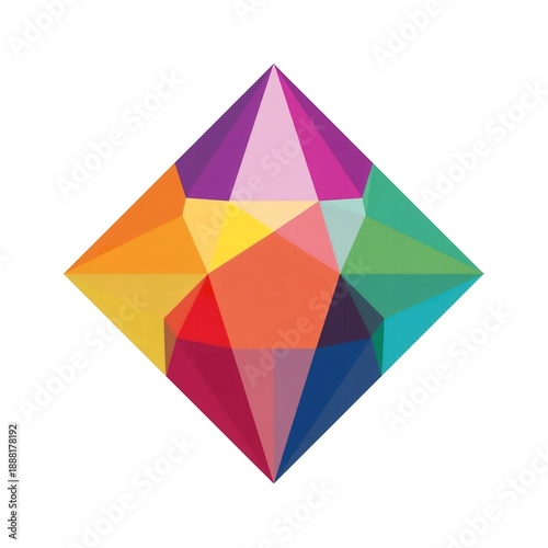 A vibrant and colorful geometric shape with many facets and hues on a white background Free Download A vibrant and colorful geometric shape with many facets and hues on a white background - GFXLoad
