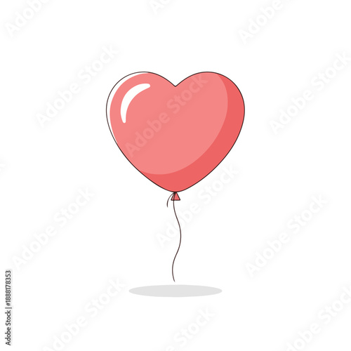 Heart Shaped Balloon Floating with Shadow